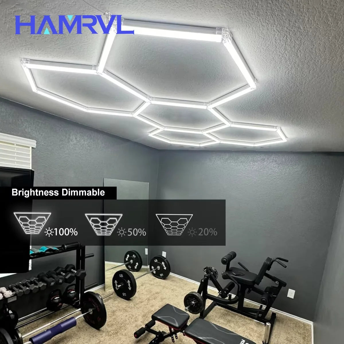 Hexagon Dimmable LED Ceiling Light Modern Honeycomb Panel with 3-Level Dimming 100%/50%/20% for Living Room Bedroom Salon Garage