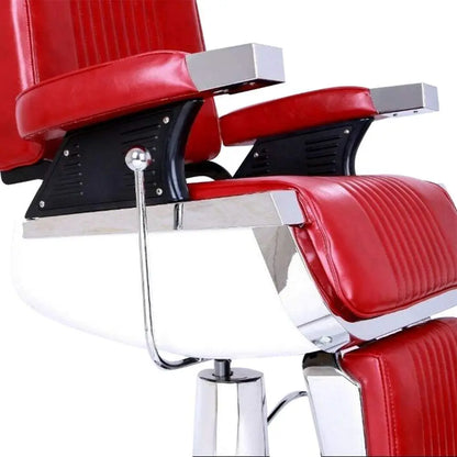 Sturdy Vintage-Style Barber Chair with Recline, 500lb Capacity, 360° Swivel for Salon & Spa, Red Customized