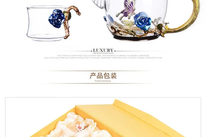Hand-painted Enamel Color Tea Pot Heat-resistant Glass Single Teapot High-grade Flower Kungfu Water Pots Kettle