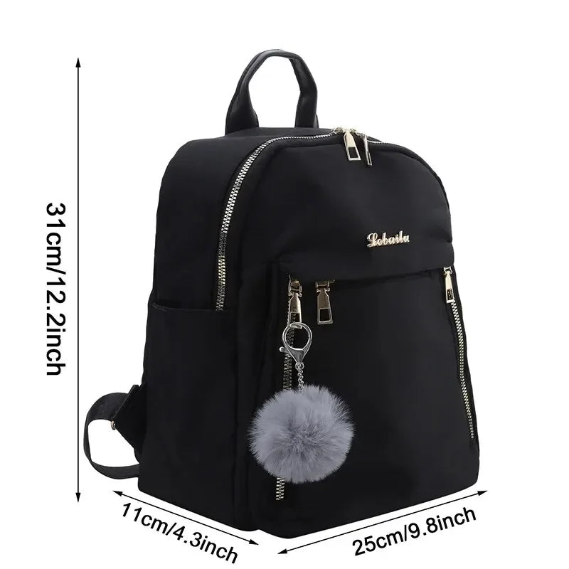 Simple Large Capacity Unisex Black Travel Backpack - Harajuku & High Street Style Student Backpack