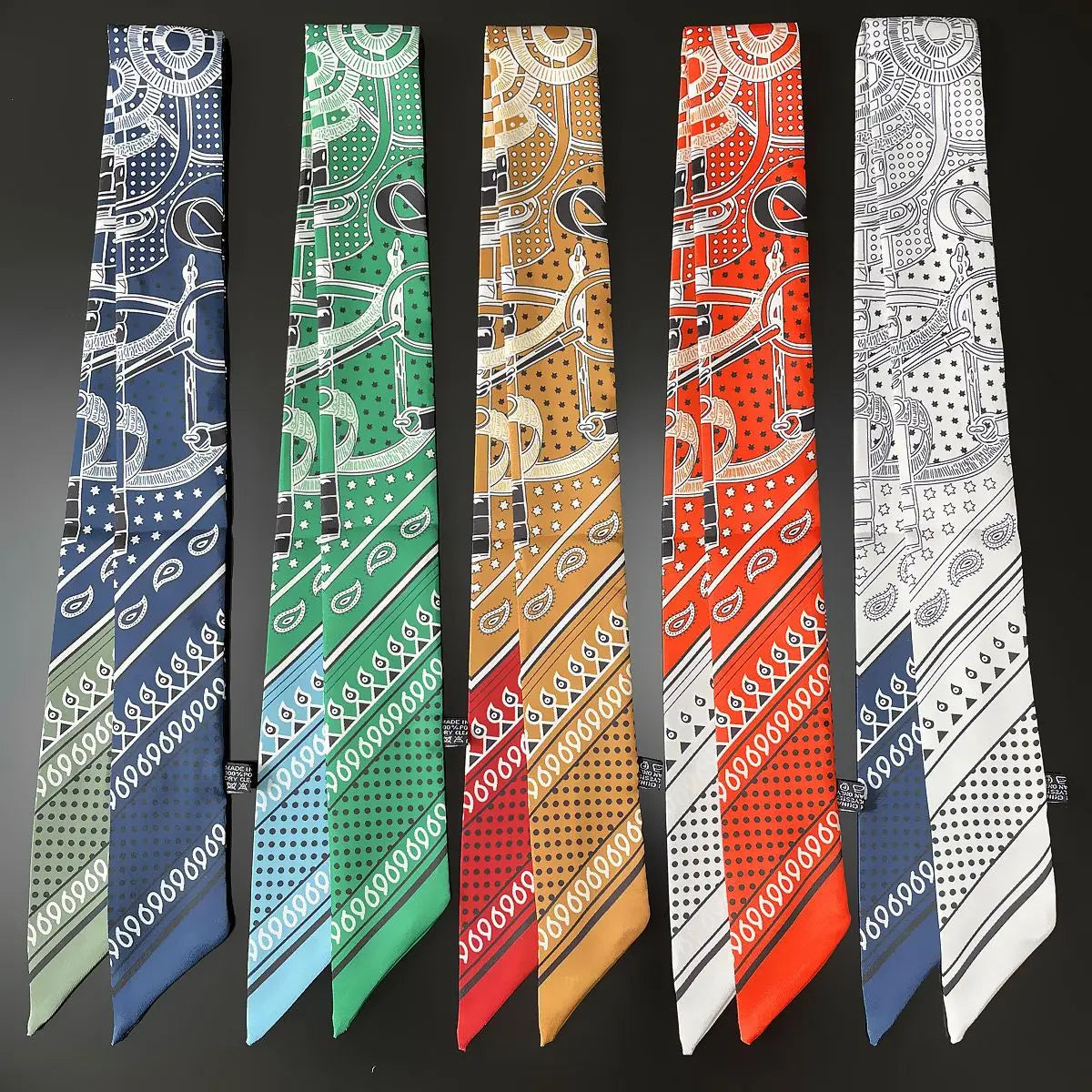 Luxury Brand Horse Bag Scarf 2024 New Design Womens Silk Scarf Fashion Head Scarf Headwear Long Skinny Scarves Bag Accessories