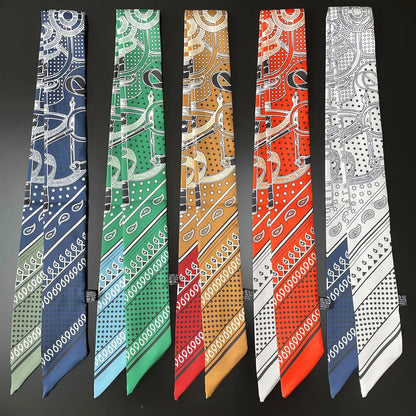 Luxury Brand Horse Bag Scarf 2024 New Design Womens Silk Scarf Fashion Head Scarf Headwear Long Skinny Scarves Bag Accessories