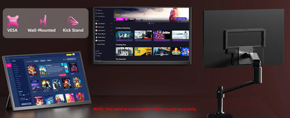 SIBOLAN 24.5 inch Portable Monitor 165Hz 2.5K 100sRGB UHD Large Gaming Screen HDMI USB C VESA Port for Laptop Mini PC Desktop