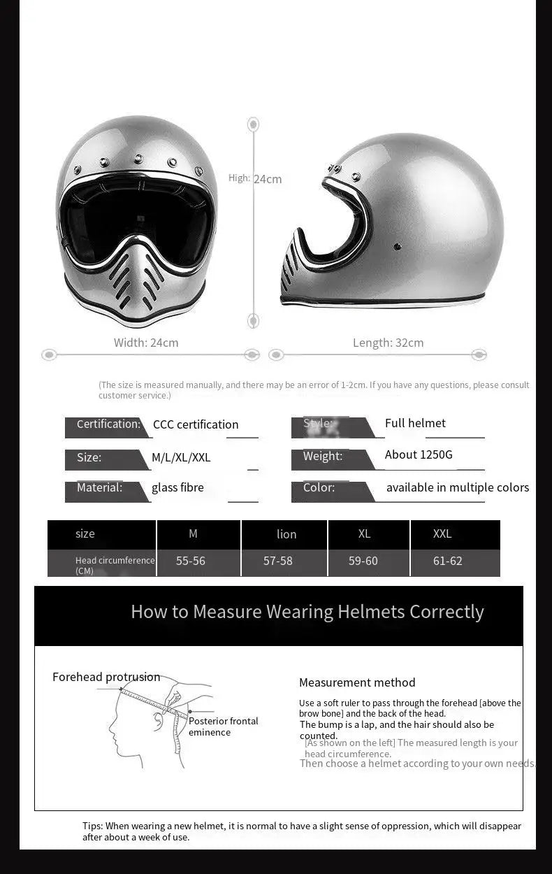 Motorcycle helmet Japanese retro cruise tip glass fiber reinforced plastic helmet motorcycle full helmet
