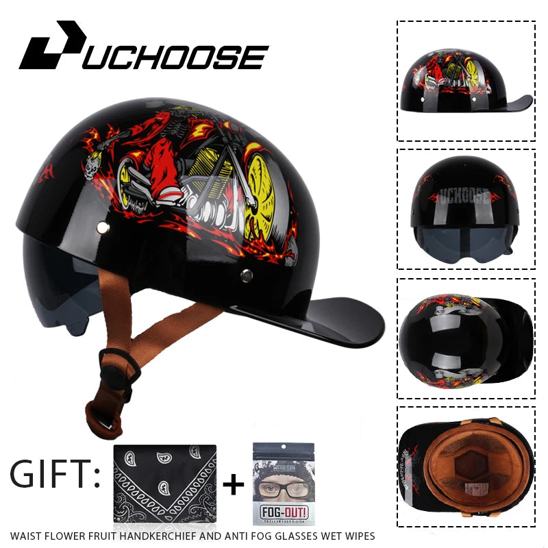 Adult Open Face Summer Retro Motorcycle Vintage Half Helmet Baseball Cap Helmets Children Riding Motocross Men Women