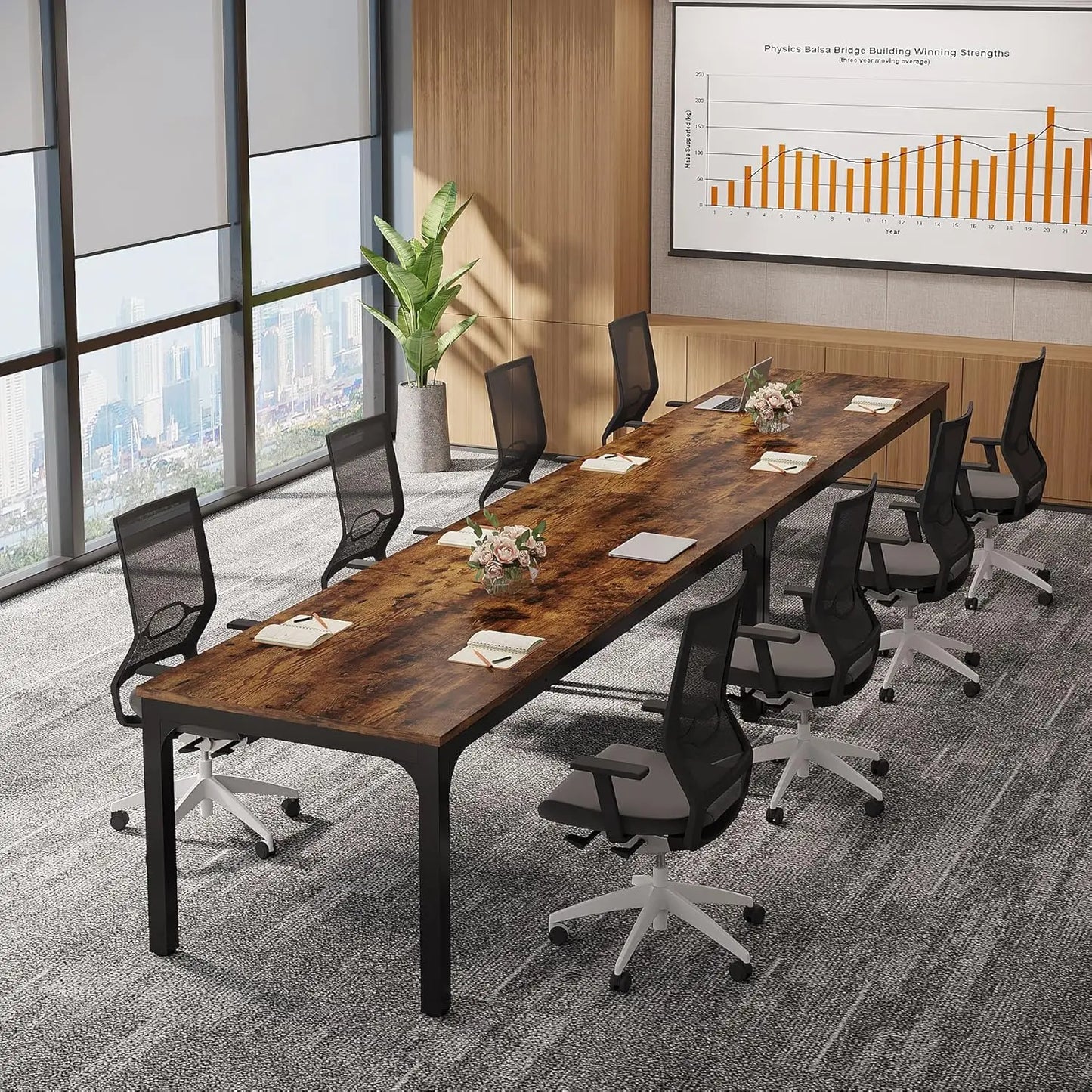 6.5 FT Conference Room Table, 78.74" W x 27.56" D Large Office Conference Table, Modern Seminar Meeting Table Desk, Customized