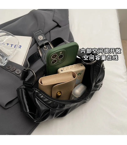 Y2K Retro Pleated Hobo Shoulder Bag for Women Hot Selling Maillard Style Underarm Bag Clutch Handbags for Travel Work Shopping