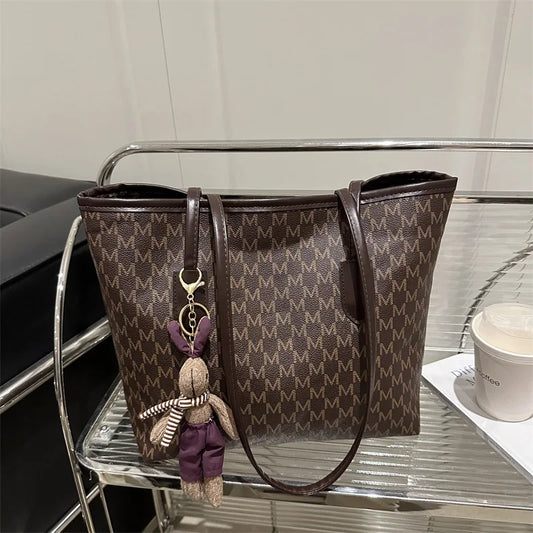 New Letter Print Tote Bag Women Fashion Large Capacity Shoulder Bag Commuter Handbag