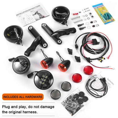 4.5'' LED Fog Lighting Passing Auxiliary Bracket for harley custom dynamics lights road king street glide Turn Signal