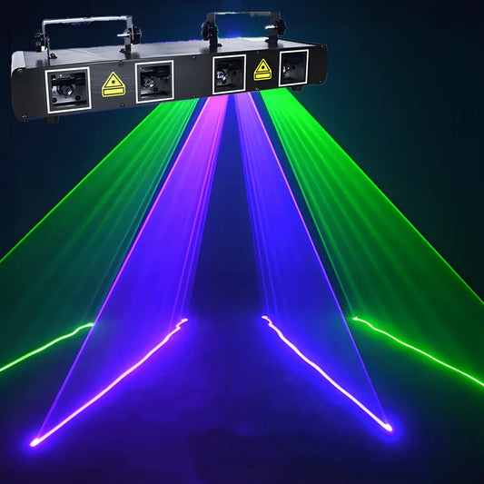 DJParty Lights 4 Beam effect sound controlled stage lights DMX Controlled Disco stage lighting Strobe lights House party
