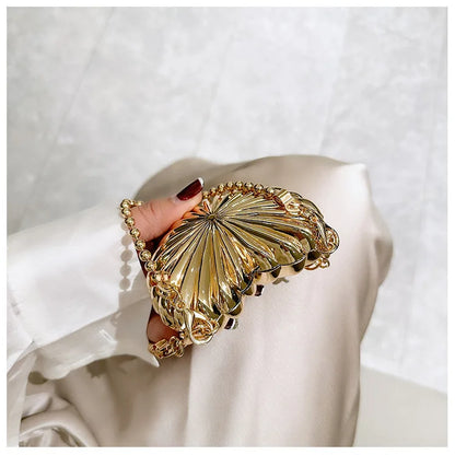 Golden Silver Evening Bag Handbag Luxury Designer Shoulder Crossbody Bags Party Wedding Clutch Mini Heart Pattern Shell Purse