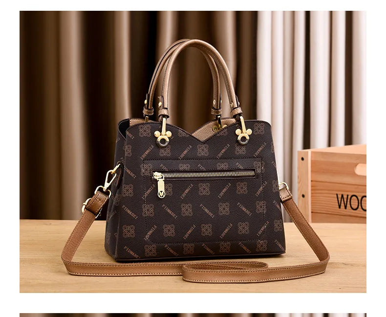 Luxury Brand Designer Women'S Handbag Leather Printed Shoulder Bag Large Capacity Classic Retro Crossbody Bag Commuting Tote Bag