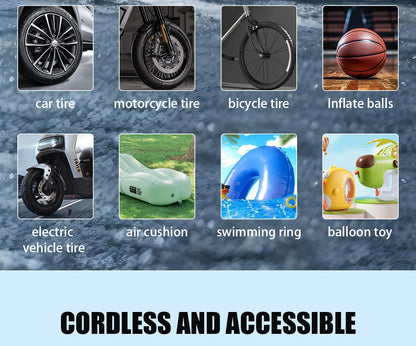 Multifunction Digital Air Pump, Portable Tire Inflator with SOS Light for Car Motorcycle Bicycle Tires, Balls, Boats, Camping