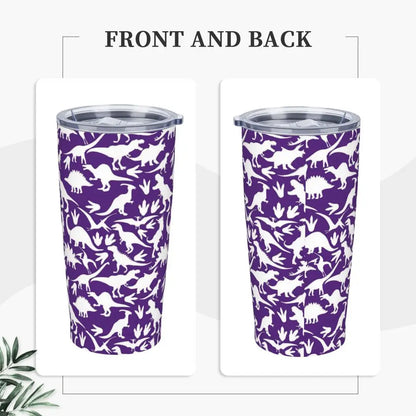 Stainless Steel Tumbler Dinosaur Silhouette Mugs Cup With Straws Animal Beach Cold Drink Water Bottle Insulated Thermal Mug