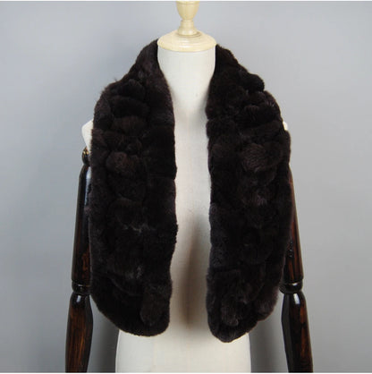 Winter Women Knitted Real Rex Rabbit Fur Scarf Natural Soft Long Style Rex Rabbit Fur Muffler Lady Warm 100% Genuine Fur Scarves