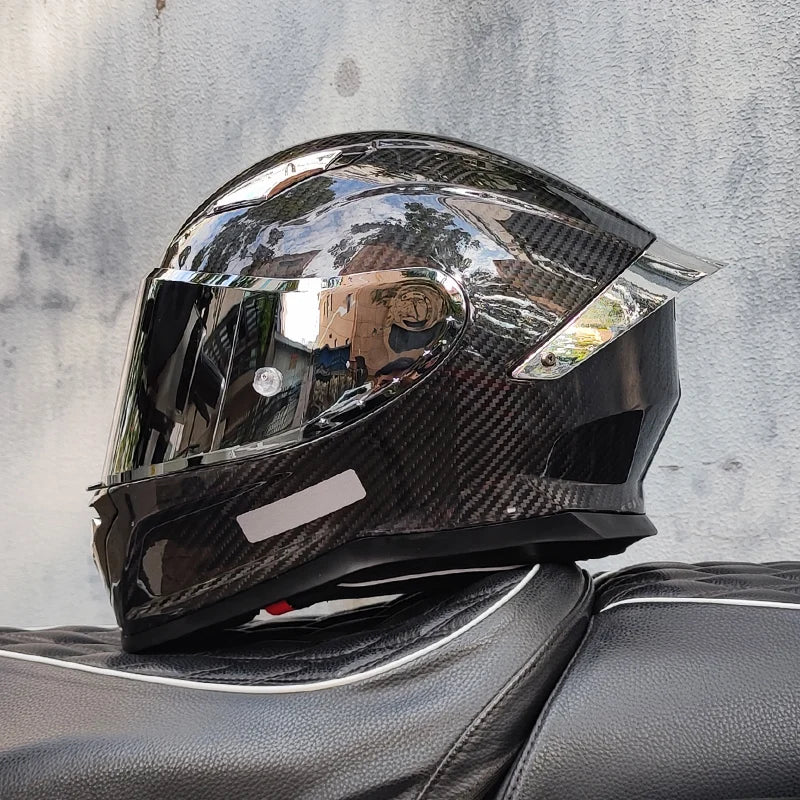 ORZ Carbon Fiber Motorcycle Helmet Four Seasons Full Face DOT Approved Unisex
