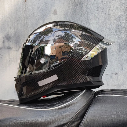 ORZ Carbon Fiber Motorcycle Helmet Four Seasons Full Face DOT Approved Unisex