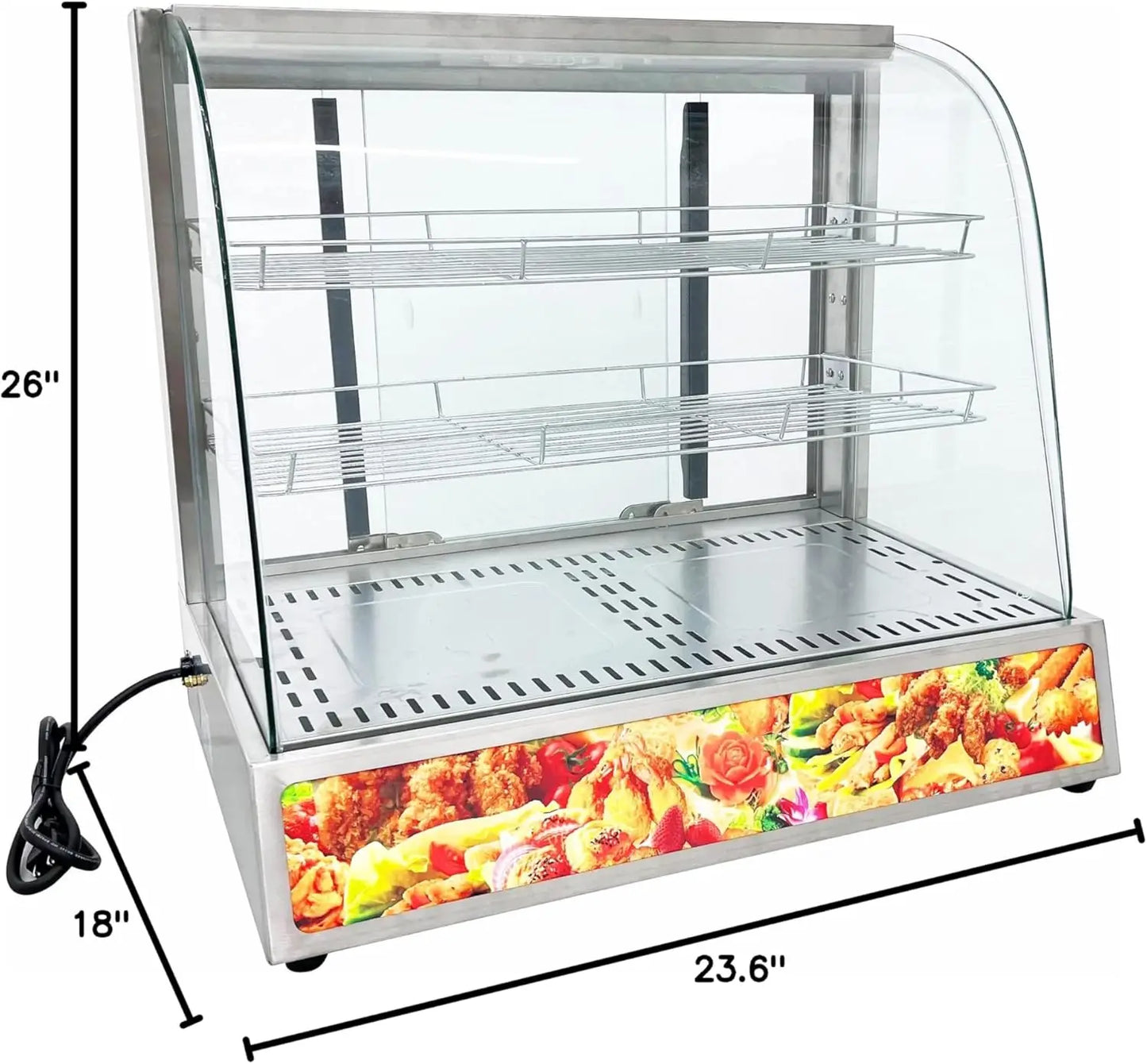 Commercial Food Warmer Display Case 3-Tier 500W Electric Pizza Warmer Display Countertop Food Display Case for Egg Tart Food