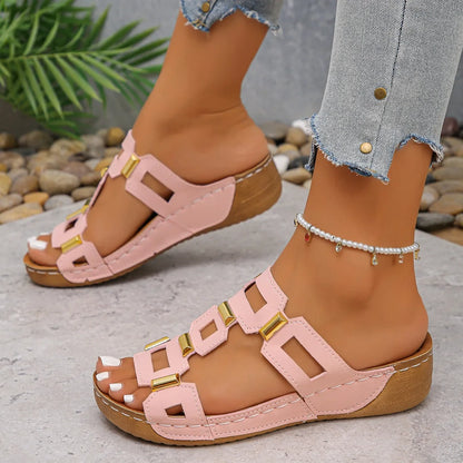 New Women Sandals Roman Style Sandals Women Open Toe Beach Slippers Summer Wedges Comfortable Outdoor Slip-On Shoes Women