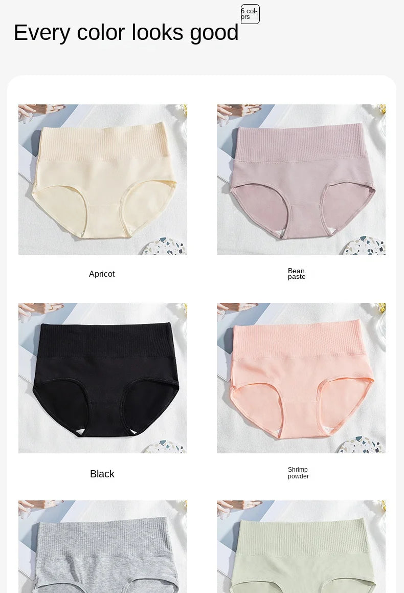Cotton Women's Panties Elastic Soft Large Size XXL Solid color Ladies Underwear Breathable Sexy High Waist Tummy control Briefs