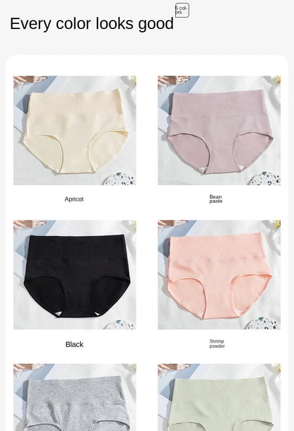 Cotton Women's Panties Elastic Soft Large Size XXL Solid color Ladies Underwear Breathable Sexy High Waist Tummy control Briefs