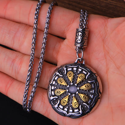 Vintage Vegvisir Viking Compass Pendant Necklace for Men Stainless Steel Fashion Nordic Amulet Beaded Necklace Jewelry Wholesale