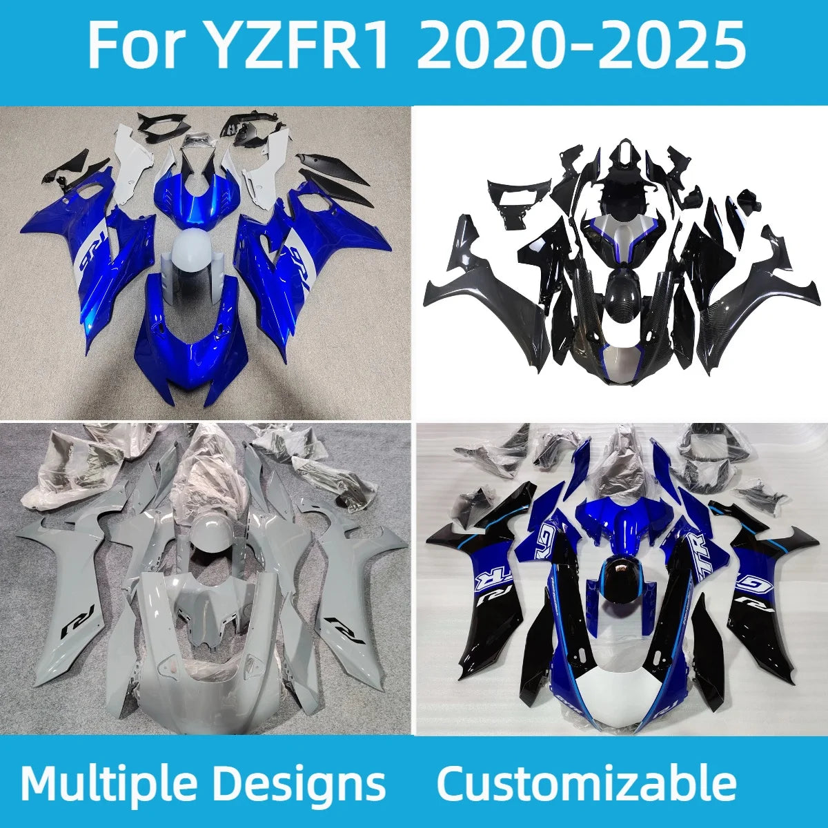For YAMAHA YZF R1 2020-2025 Aftermarket ABS Plastic Fairing Body Parts Kit Motorcycle Bodywork Covers Fairings YZFR1 20-25