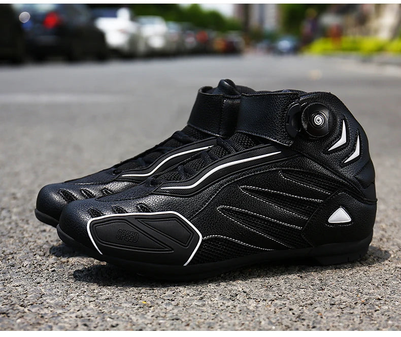 PU Leather Motorcycle Riding Boots for Men And Women Breathable Four-Season Motocross Motorbike Boots