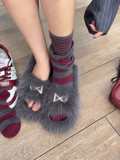 New Athletic Crew Dress Autumn Winter Sock Women Striped Versatile Pile Ankela Vertical Striped mid-calf New Trendy B8W167