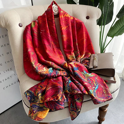 Spring Scarf Women's Luxury Design Polyester Material Smooth Scarf Soft Shawl Beach