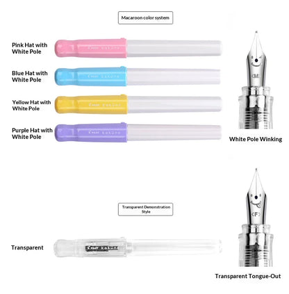 PILOT Kakuno Transparent Demo Student Fountain Pen,FKA-1SR Best for Practice,Calligraphy Available in EF/F/M Nibs Fun&Functional