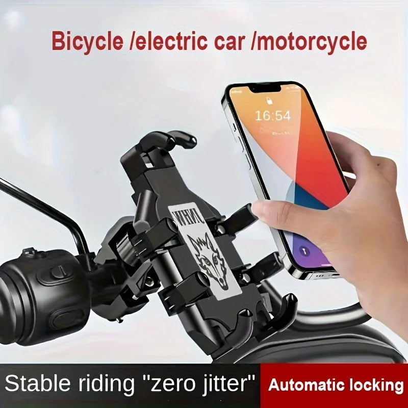 1 Pcs Super stable Motorcycle Handlebar Phone Holder 360 Degree Rotating Motorcycle Navigation Shock-proof Phone Stand Bracket