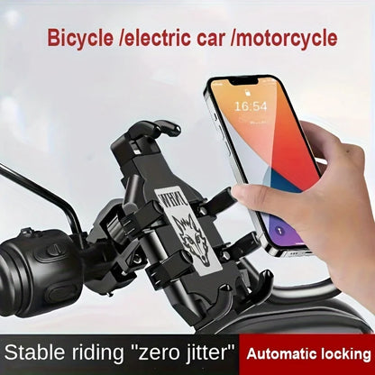 1 Pcs Super stable Motorcycle Handlebar Phone Holder 360 Degree Rotating Motorcycle Navigation Shock-proof Phone Stand Bracket