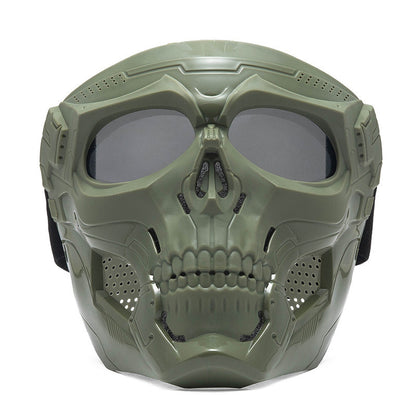 Skull Horror Off-Road Motorcycle Helmet Mask Tactical Riding Goggles Sports Harley Face Shield Black/Red- Unisex