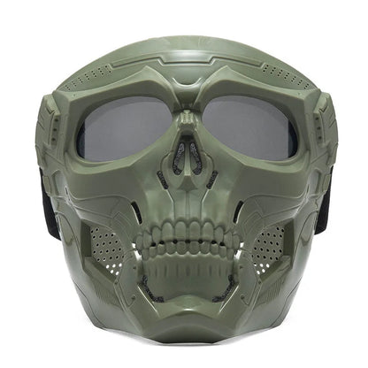 Skull Horror Off-Road Motorcycle Helmet Mask Tactical Riding Goggles Sports Harley Face Shield Black/Red- Unisex