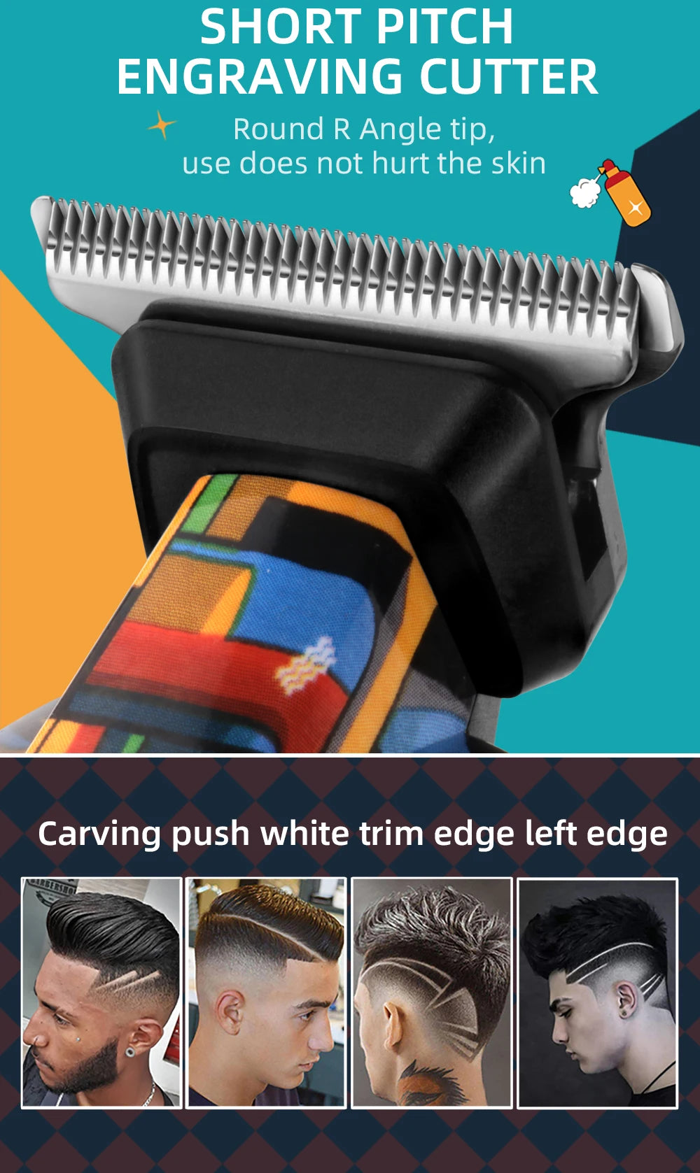 Kemei-5090 Digital Display Professional Barber Pusher For Men Hair Clipper Reciprocating Random Graffiti Pattern Electric