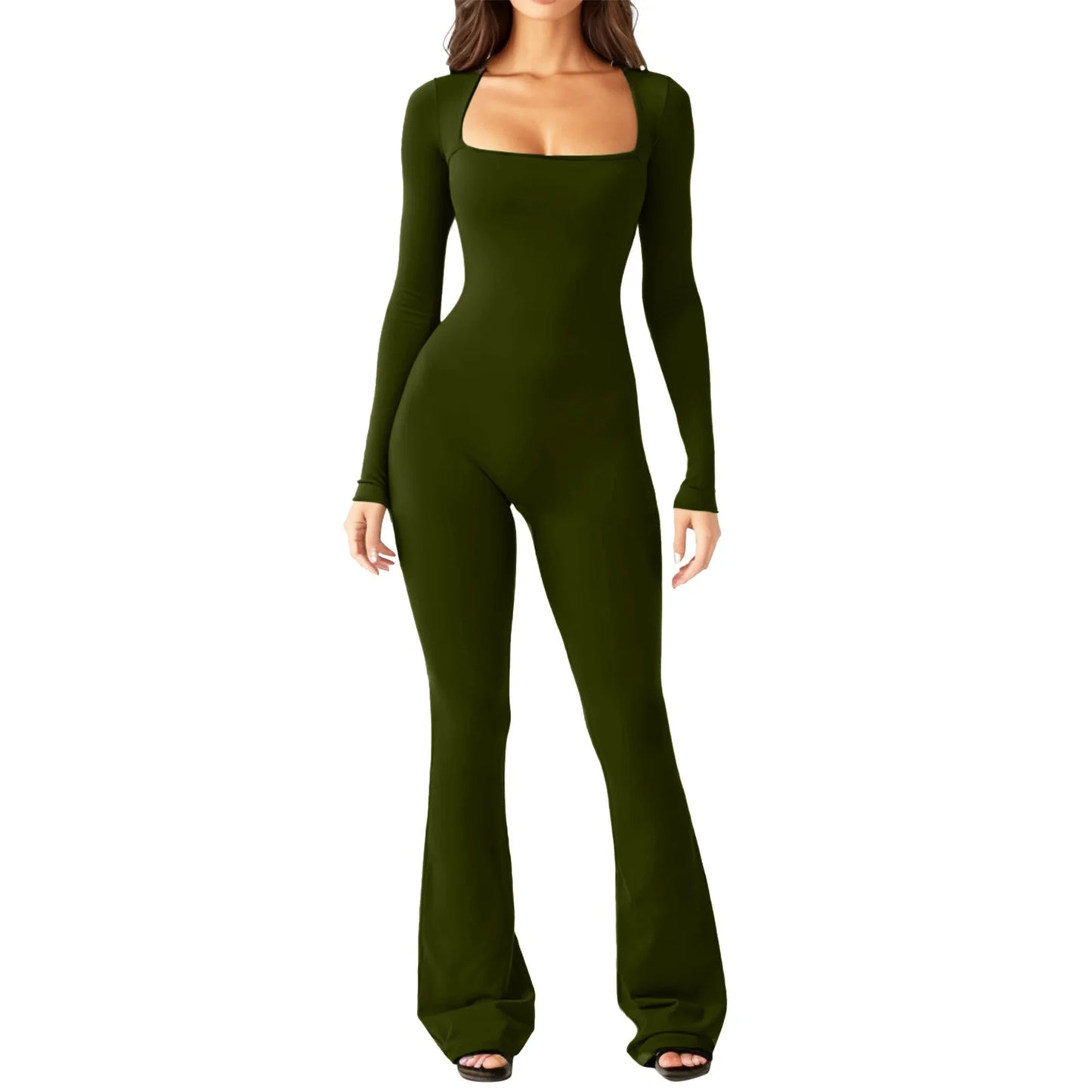 New Popular Women Wide Leg Yoga Bodysuit Outfit One Piece Gym Fitness High Quality Sport Long Sleeve Plus Size Jumpsuit