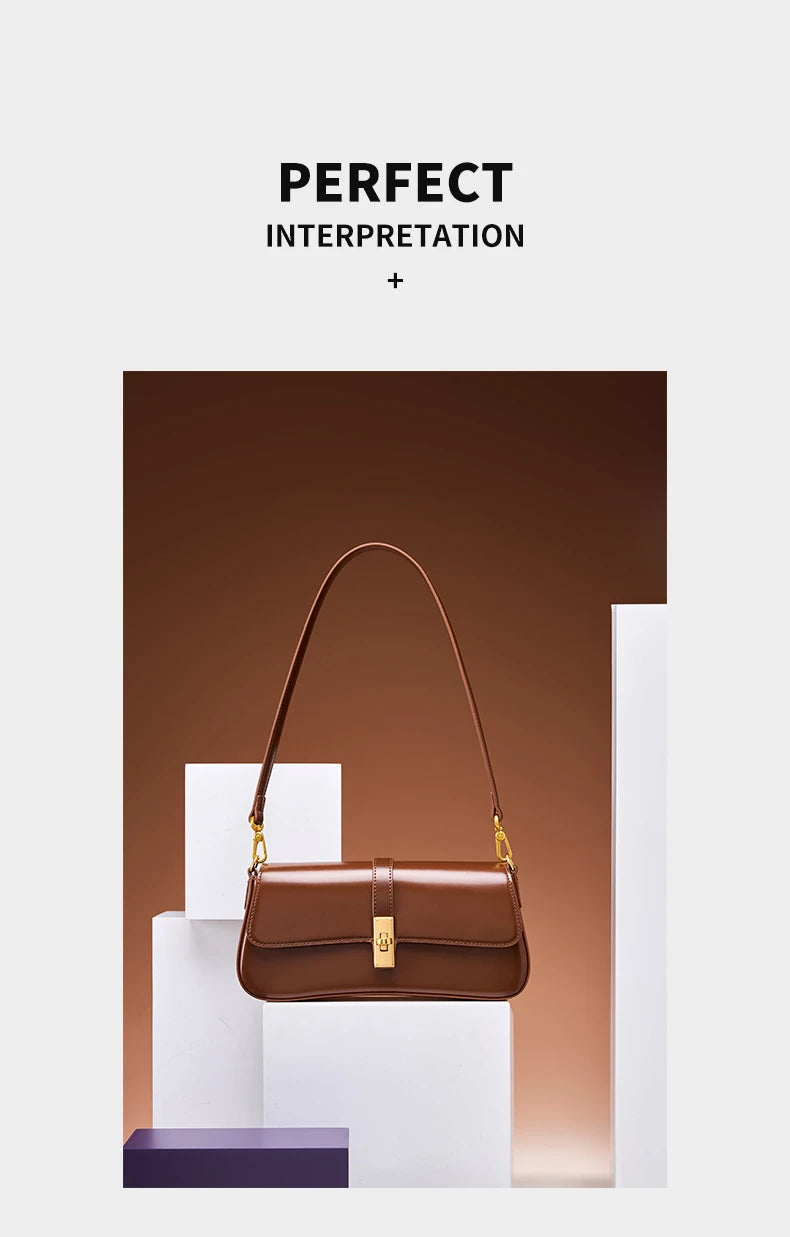 Toptrends Elegant Genuine Leather Underarm Shoulder Bags For Women 2025 Luxury Designer Crossbody Purses Saddle Ladies Handbags
