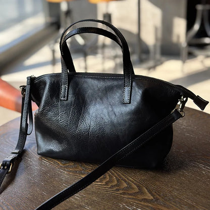 MOTAORA Full Grain Leather Shoulder Bag for Women Luxury Designer Crossbody Purse Vintage Top Handle Handbag Elegant Office Bag