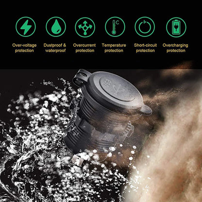 60W 2-port USB Fast Charging Socket Power Outlet Car Modified Charger QC3.0 With Touch Switch for Auto Motorcycle Accessories