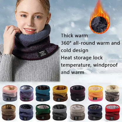 Winter Scarf for Men Fleece Ring Bandana Knitted Warm Solid Scarf Women Neck Warmer Thick Cashmere Hot Handkerchief Ski Mask