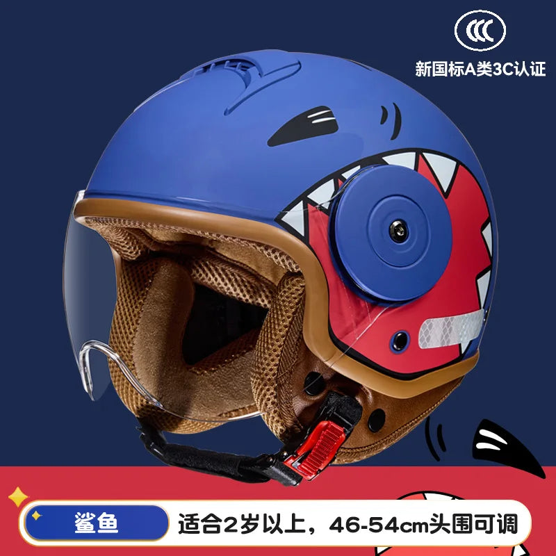 Children's Four Seasons Helmet New National Standard Class A 3C Certification Cartoon Electric Vehicle Helmet Motorcy Casco Moto