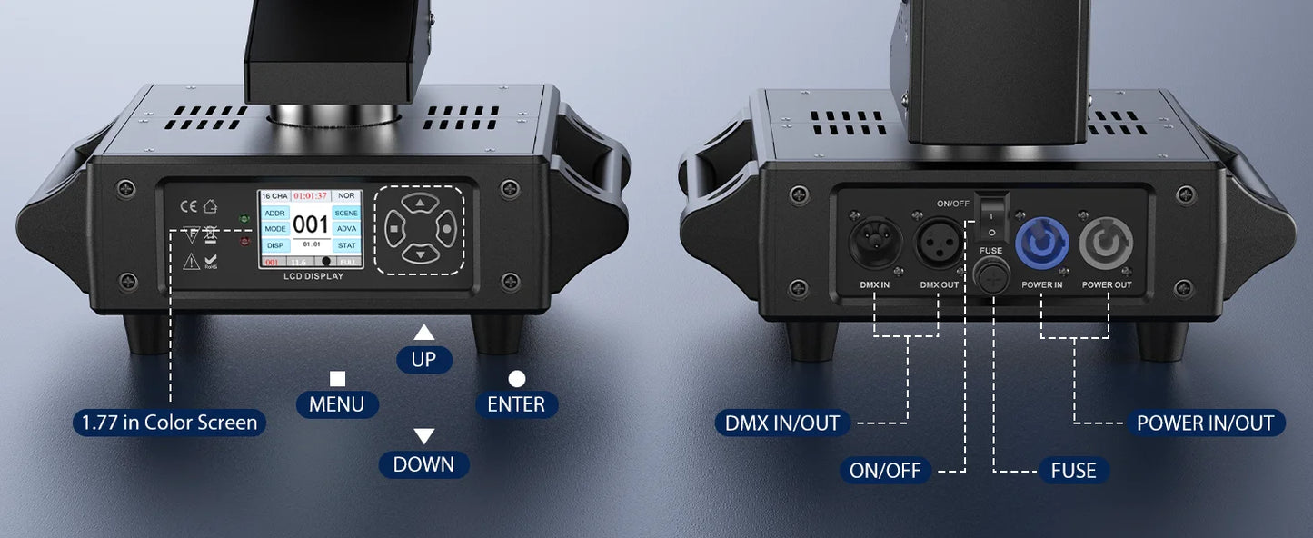 160W LED Moving Head Light Beam RGBW 360°Rotation Stage Effect Lighting Projector DMX512 Sound Control for Disco Party Concert
