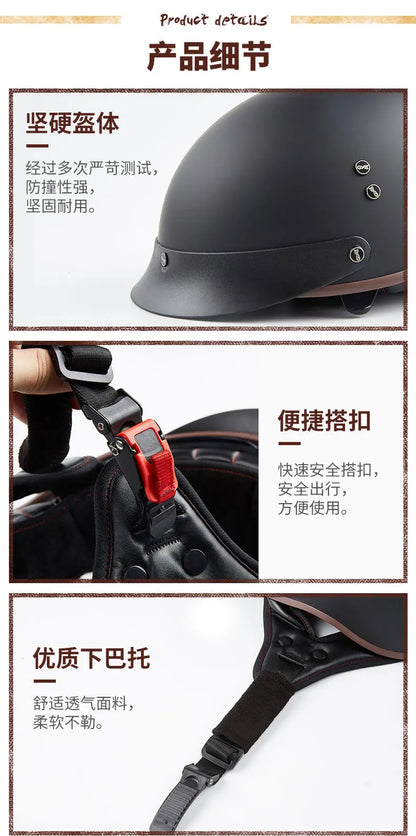 Retro Half Helmet Motorcycle Cruiser Helmet German Style Vintage Casco Moto Open Face Chopper Biker Pilot DOT Capacetes Para
