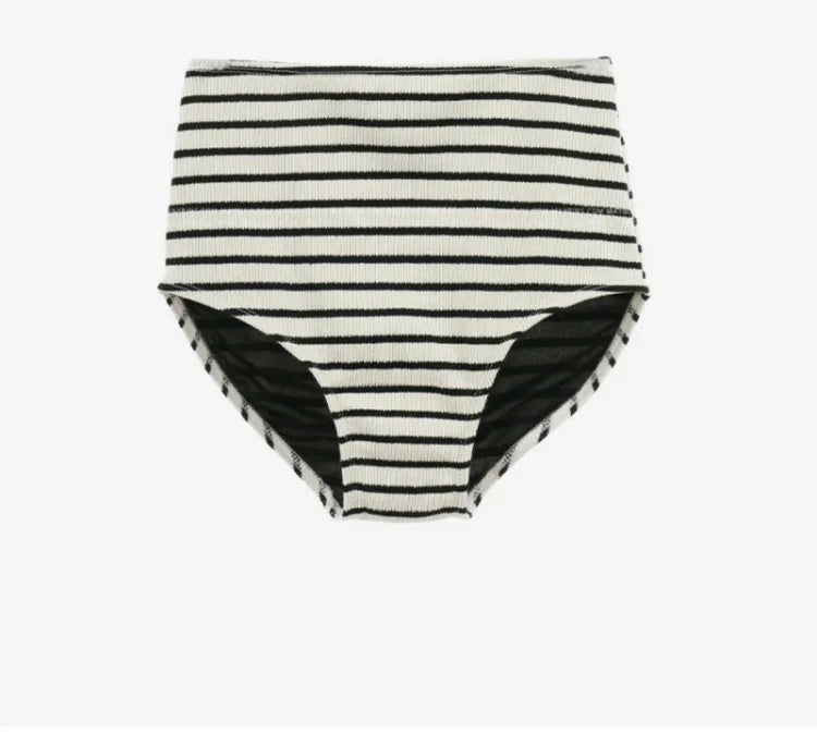 Korean Style Summer Stripe Women High Waisted Swimwear Female Push Up Swimsuit 2024 Swimming Bathing Suit Bikini Set Beach Wear