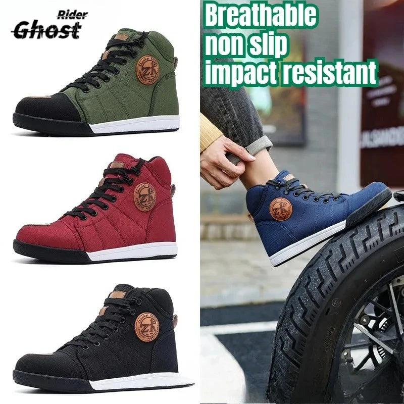 Motorcycle Shoes Men Riding Boots Casual Flat Shoes Anti-collision Toe Heel Protection Outdoor Cycling Motobike Sports Sneakers