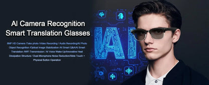 2026 New 4K HD 800W Pixel Dual-Camera Smart Glasses Men 1080P Video Recording AI Chat WIFI Transmission Translation Call Glasses
