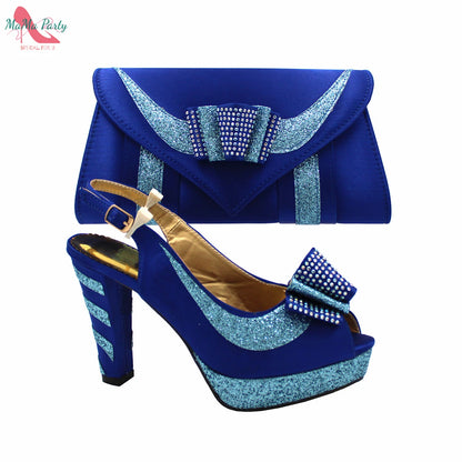 2025 Red Elegant Style Italian Women Shoes Matching Hand Bag Set  Slingbacks Sandals with Platform for Party