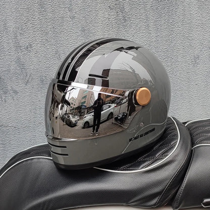 ORZ Retro full face motorcycle helmet - Classic design, suitable for both men and women, with safety protection certified by 806