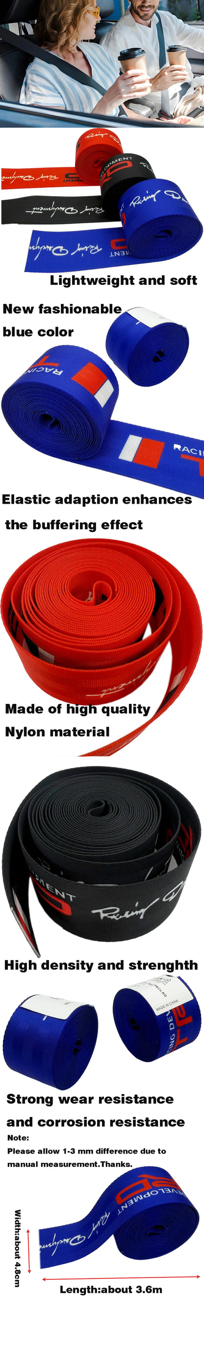 4pc New Auto Car Seat Belt Seatbelt Webbing Nylon 3.6M Universal Racing Car Modified Seat Safety Belts Harness Strap with logo
